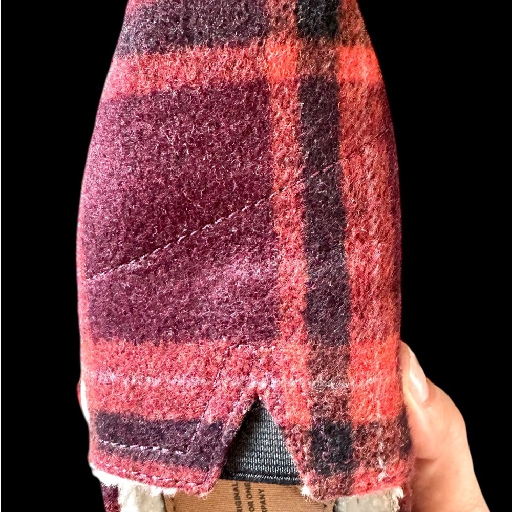 TOMS Burgundy Plaid Fleece-Lined Slip-Ons - Picture 7 of 8